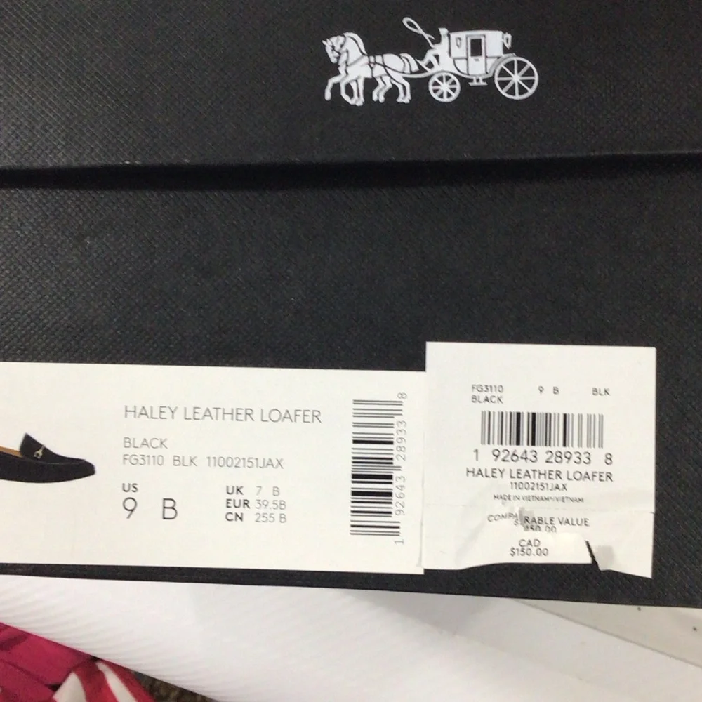 Coach Black Leather Slip-On Loafers with Gold Accent - Picture 6 of 6
